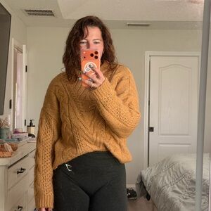 a new day Cable Knit Scoop Sweater in Camel